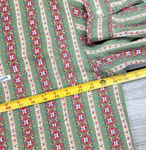 Vtg 90s GUESS Georges Marciano Long Sleeve Button Up Shirt XL Aztec USA Made - Picture 12 of 13