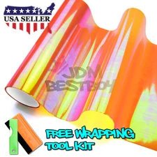 12"X240" Galaxy Neo Chrome Orange Headlight Taillight Fog Light Tint Film Vinyl