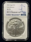 2026 American Silver Eagle $1 NGC MS70 Early Releases – GEM PERFECT #B6