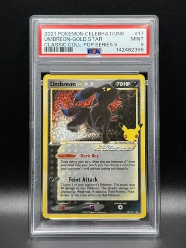 PSA 9 MINT Umbreon 17 Gold Star Celebrations Classic Collection Pokemon Card