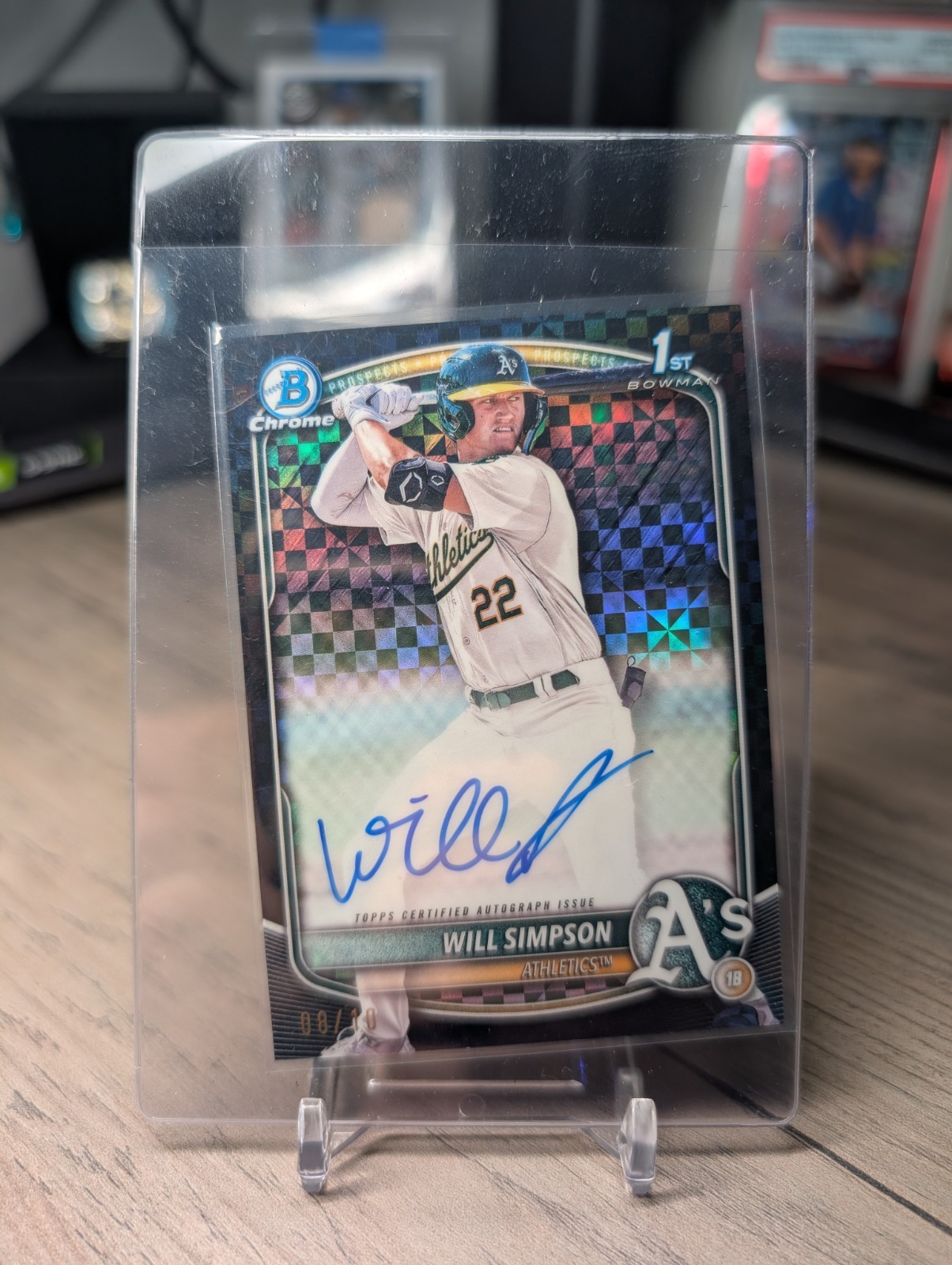 2025 Bowman Will Simpson Chrome Auto Black X-Fractor 1st Prospect /10 Athletics