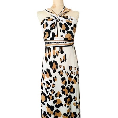 CLASS Roberto Cavalli Leopard Print Maxi Resort Dress Slip Backless Size US 8