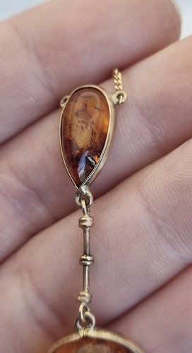 9ct Yellow Gold Hallmarked Amber Necklace Vintage 5.8g Read Description Used - Picture 10 of 17