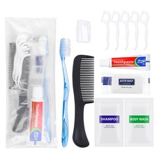 5 Sets Bulk Hygiene Kits for Homeless,Basic Toiletry Pack of 5, blue, black