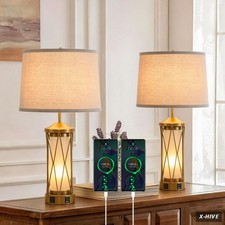 Modern Table Lamps for Living Room Set of 2,Farmhouse Bedroom Lamps for Night