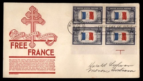 Mayfairstamps US FDC 1962 Washington DC block Free France flag First Day Cover a