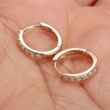 1Ct Round Cut Lab Created Diamond Mini Hoop Earrings 14k Yellow Gold Plated