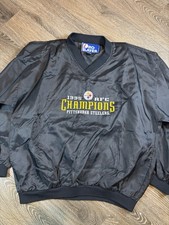 Vintage Pro Player Jacket Pittsburgh Steelers 1995 AFC Champs Black Mens Large