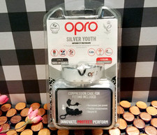 OPRO Silver Youth Mouthguard Level 3  Up to Age 10 / White & Black