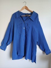 Carole Little Blue Button Front Top Made In USA Size 22W