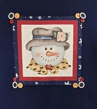 Vintage Snowman  Sweatshirt Womens 2XL Blue BVD Applique Long Sleeve USA Flaws