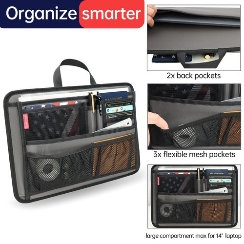 Briefcase Insert Organizer Office File Document Storage Small Gusset Bag in Bag - Picture 4 of 14