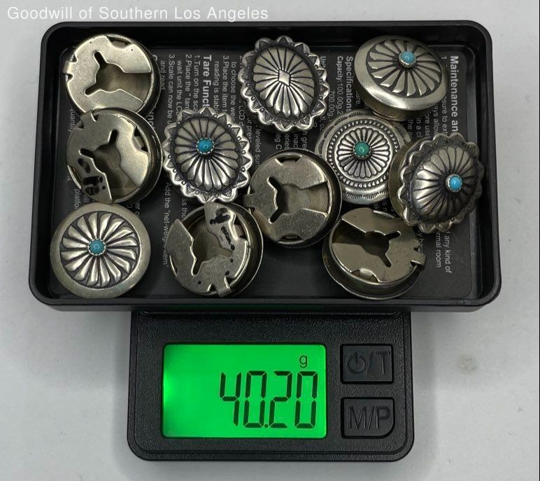 Sterling Silver Native Concho Button Covers - 40.… - image 5