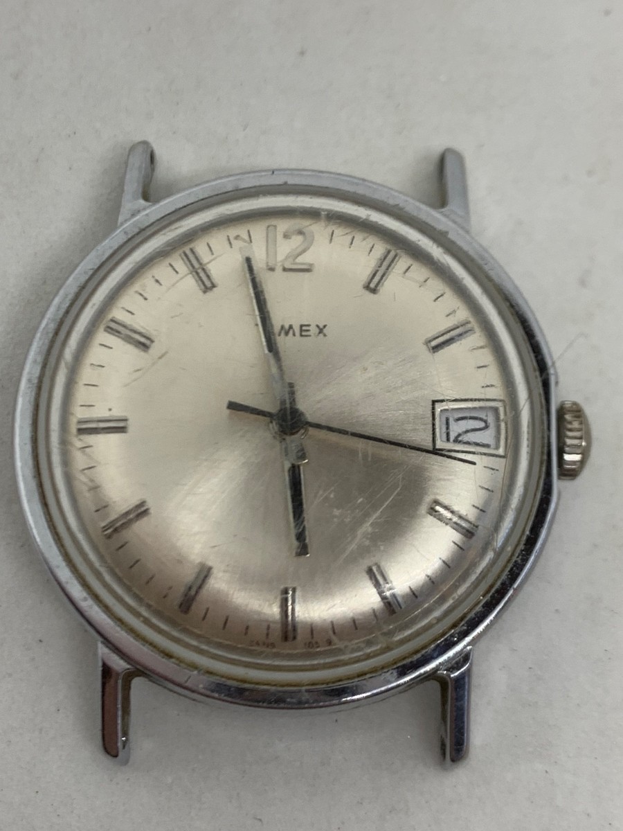 Vintage 70s Timex Unisex Automatic Silver Tone Analog Watch 25319