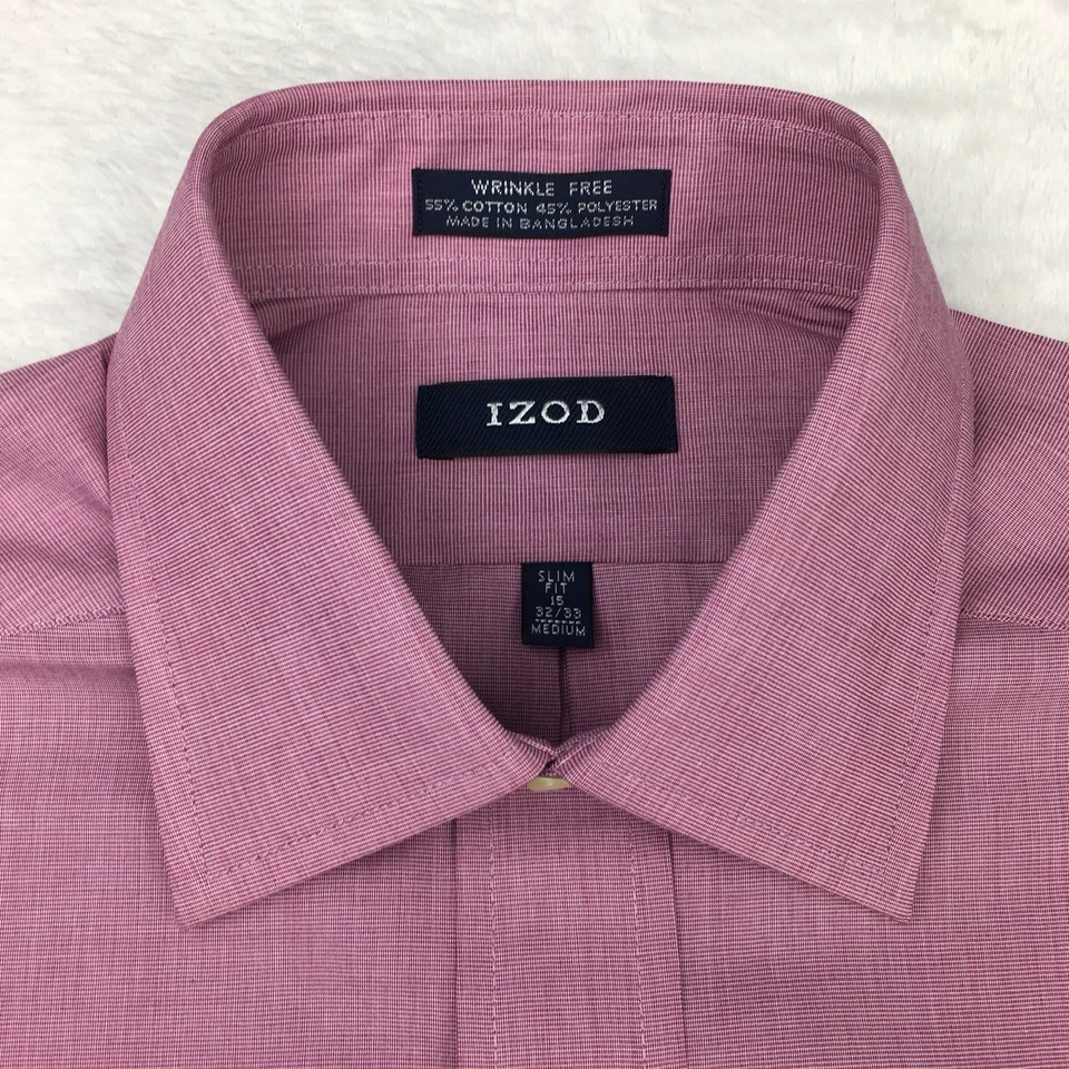 IZOD Men’s Dress Shirt M 15-32/33 Orchid Purple Slim Fit Wrinkle Free NWT - Image 3 of 4