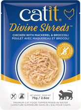Catit Divine Shreds Premium Cat Food Topper, Chicken with Mackerel & Broccoli