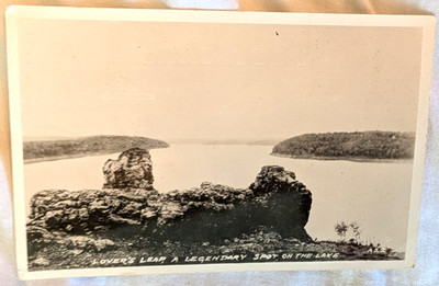 RPPC Lovers Leap Lake of the Ozarks, Vintage Real Photo Postcard Unused