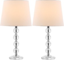 Set of 2 Glam Stacked Crystal Ball 16-Inch Table Lamps LED Bulbs Included