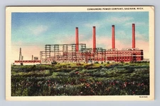 Saginaw MI-Michigan, Consumer Power Company, Antique Vintage Souvenir Postcard