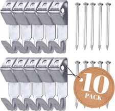 10 Pack Heavy Duty Picture Frame Hangers 100 Lbs Silver Stainless Steel Hooks