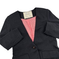 Cartonnier Anthropologie Womens XS Grey Collarless Single Button Blazer