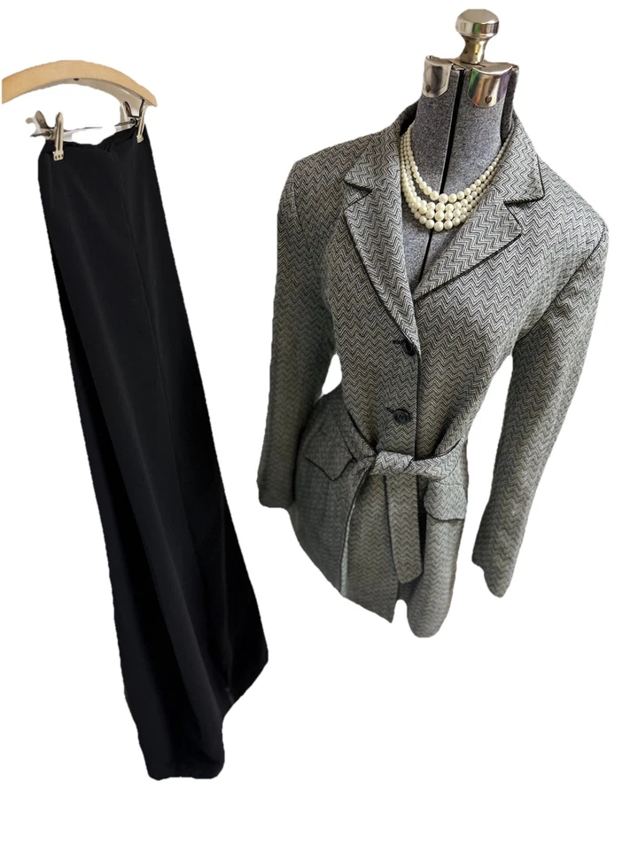 Traje Pantalón Le Suit Talla 16 Conjunto de Dos Piezas Moderno Espiga Bonificación Bolsillos para Cinturón Foto 4 de 4