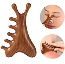 Sandalwood Meridian Massage Comb with Dolphin Head and 5 Teeth for Stress Relief