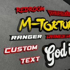 Custom Lazer Cut Car Acrylic Emblem Badge MULTI COLOR Customized Text Names 