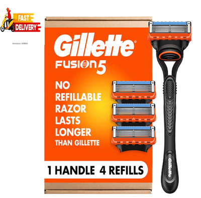Gillette Fusion5 Razors for Men, 1 Razor, 4 Blade Refills, Lubrastrip for a More