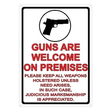 Rivers Edge Products Tin Sign, 17" x 12" Weatherproof Metal Wall Art, Guns Are