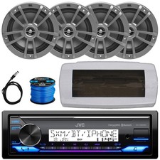 JVC Ready USB/AUX Receiver, Cover, 4x 6.5" 180W Gray Speakers, Wire, Antenna
