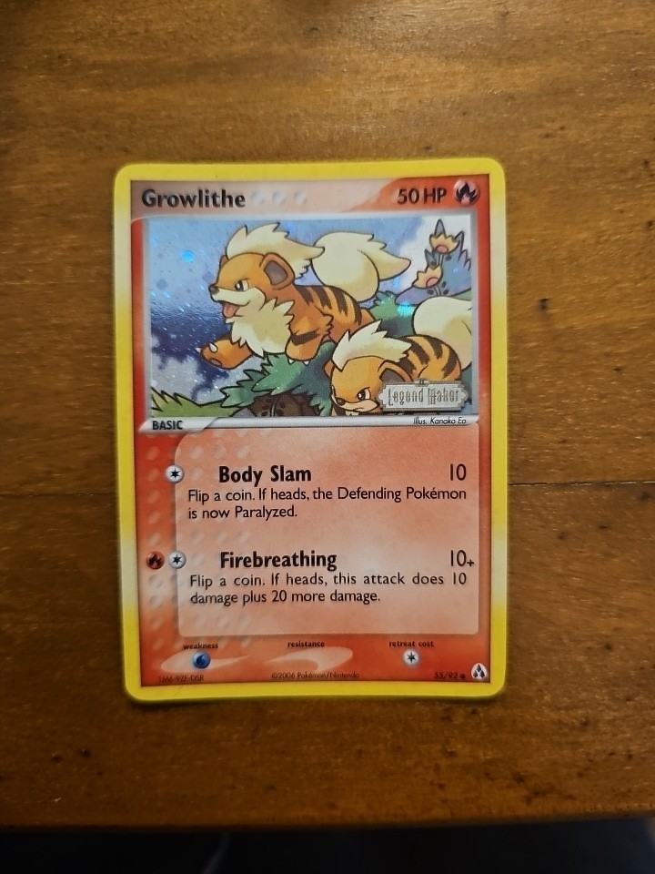 Growlithe 55/92 EX Legend Maker Reverse Holo Stamped 2006 Pokémon Card