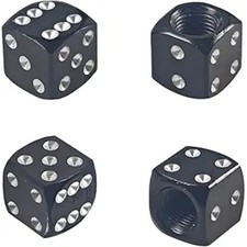 4PCS Dice Style Tire Valve Stem Caps, Universal Aluminum Alloy Dustproof Black