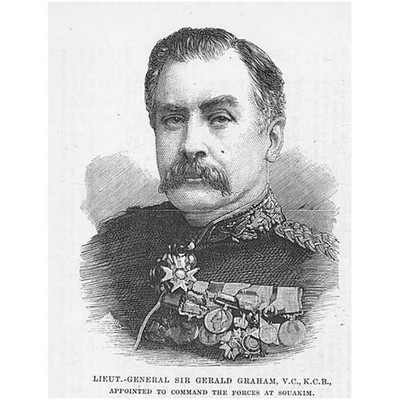 Generalleutnant Sir Gerald Graham VC Commander at Suakin - Antique Print 1885