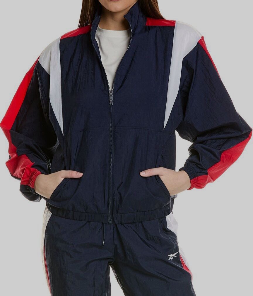 Reebok Women's Blue Colorblocked Track Jacket Size M