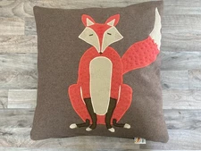 Devi Designs Fox Applique Embroidered   20 X 20 Throw Pillow