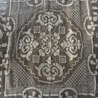 Vintage Handmade Filet Crochet Lace Tablecloth Large Cream Beige 92×98 Floral