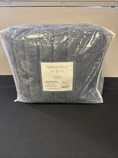 Full/Queen Channel Stitch Velvet Quilt Dark Gray - Threshold