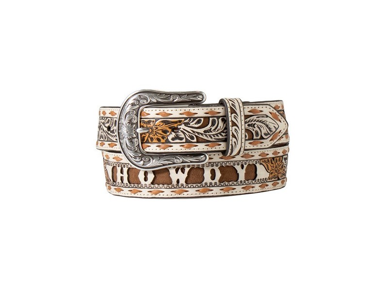 Angel Ranch Western Belt Womens Howdy Filigree L Ivory D140006512 CLEARANCE
