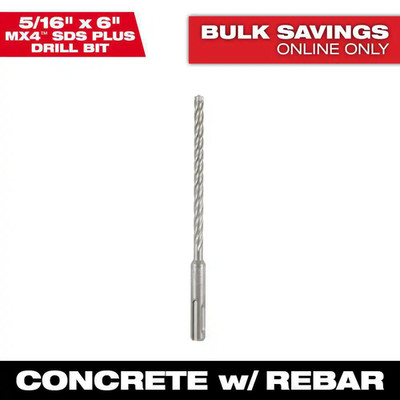5/16 In. X 6 In. 4-Cutter SDS-PLUS Carbide Drill Bit
