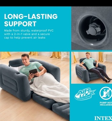 Set of 2 Intex Inflatable Pull Out Sofa Chair Sleeper with Twin Sized 