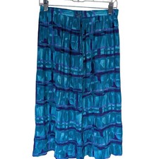 Alfred Dunner Midi Skirt Womens 6P Blue Purple 90s Vintage Abstract Print Pleat