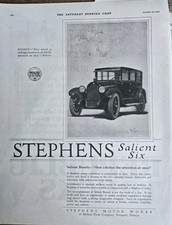 1920 Stephen's Motor works Salient Six Car Original Vintage ad