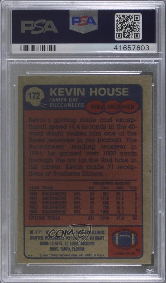 1985 Topps Kevin House #172 PSA 7 - Image 2 of 2