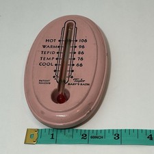 Vintage Taylor Floating Wooden Baby Bath Thermometer - Pink 1950