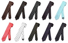Vesuvio Napoli NeckTie Skinny Polka Dot Design Colors 2.5" Men's Narrow Neck Tie
