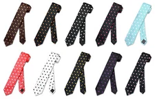 Vesuvio Napoli NeckTie Skinny Polka Dot Design Colors 2.5" Men's Narrow Neck Tie