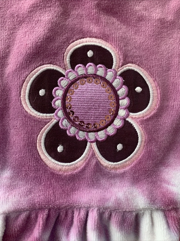 Vestido Flapdoodles Niñas Púrpura Malva Rosa Tie Dye Terciopelo Volantes en Niveles Talla 8 $47 Foto 2 de 3