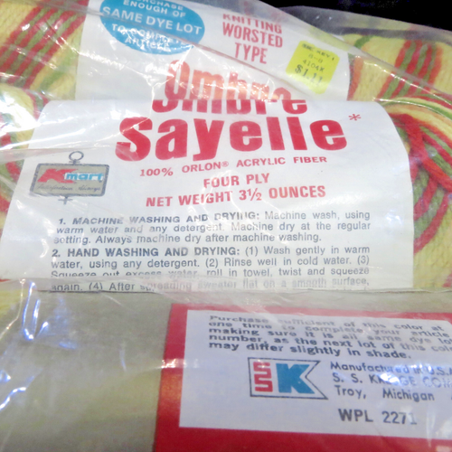 VTG Sayelle Ombre Yarn # 1580 Woodland Lime / Yellow / Green /Red 3 Skeins - Picture 2 of 2