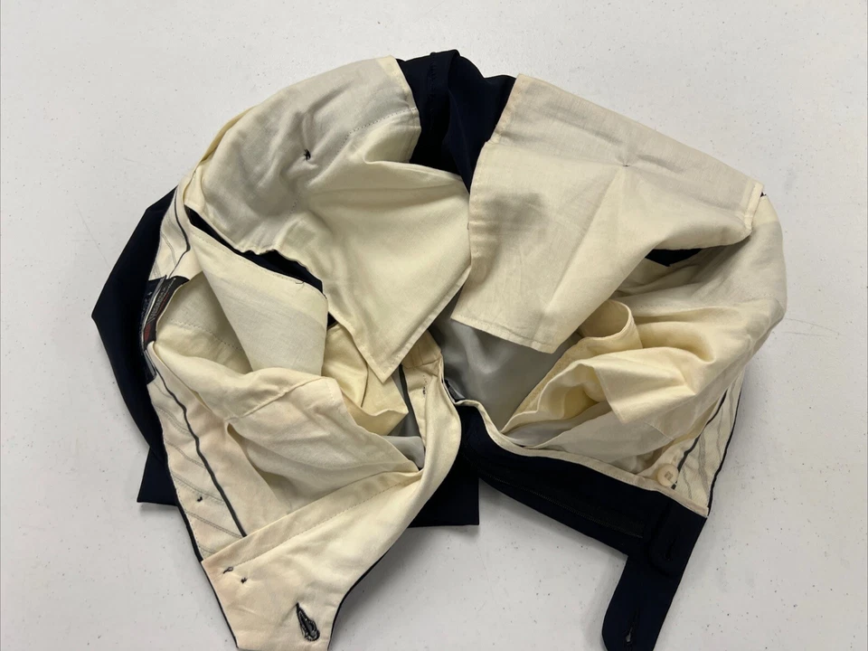 ESTRATO SUPER 100 Jack Victor Men's Navy Blue Solid Wool Dress Pants 36X30 $225 Foto 3 de 4